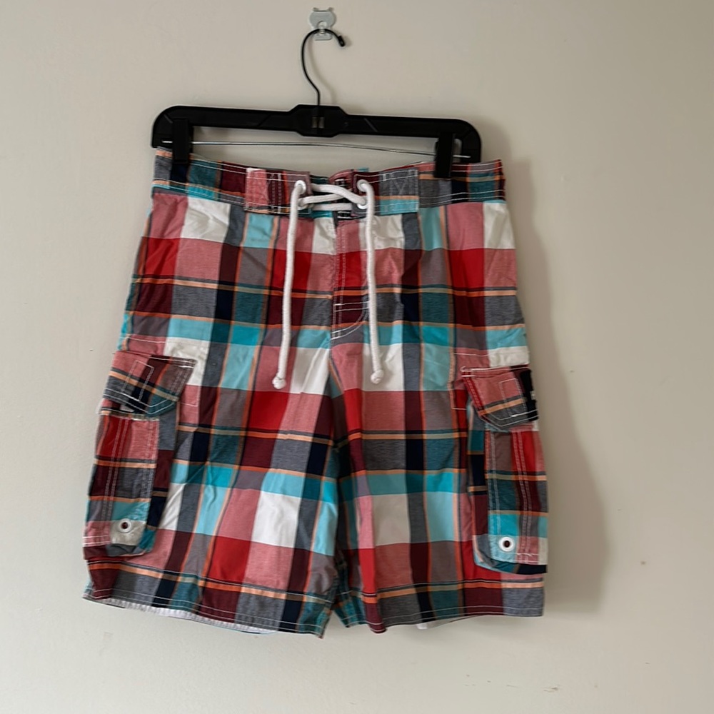 Hollister Plaid Swim Trunk Knee Length